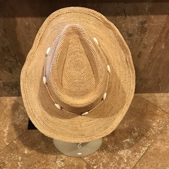 Wyeth Reed Shell Trim Band Raffia Rancher Hat - Picture 5 of 6